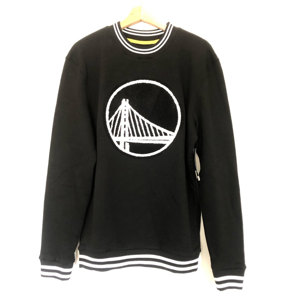 NWT Warriors NBA Sweatshirt Black and White Retro Cuffs